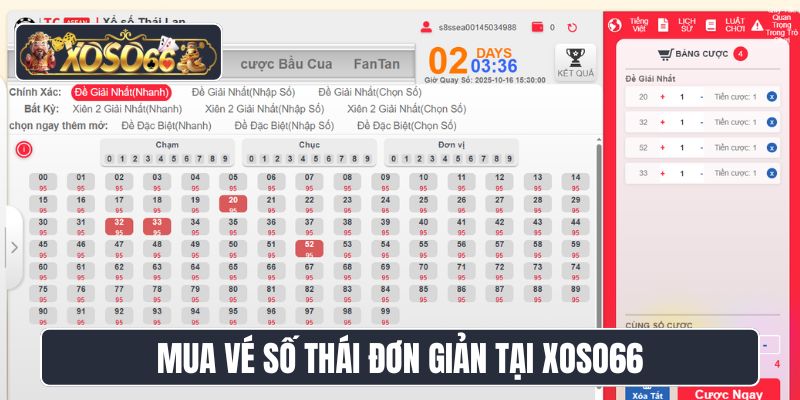 Mua vé số Thái đơn giản tại Xoso66