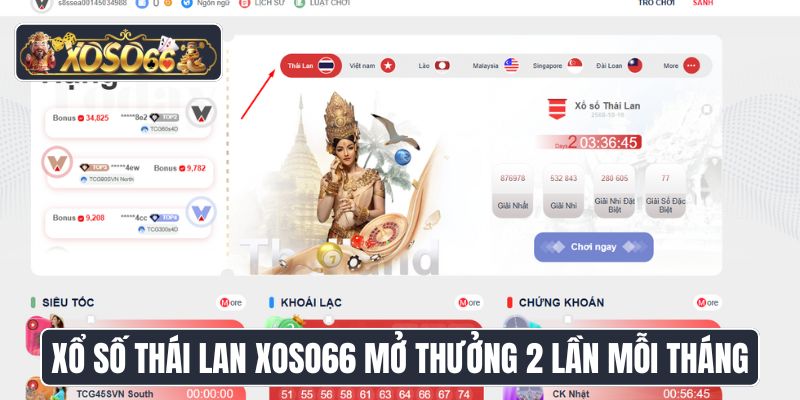 Xổ số Thái Lan Xoso66 mở thưởng 2 lần mỗi tháng