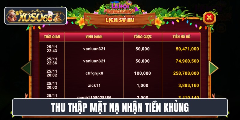 Thu thập mặt nạ nhận tiền khủng