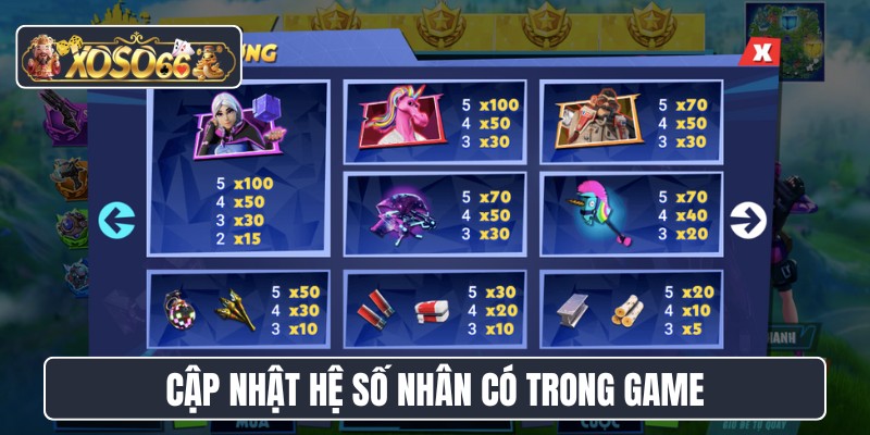 Cập nhật hệ số nhân có trong game