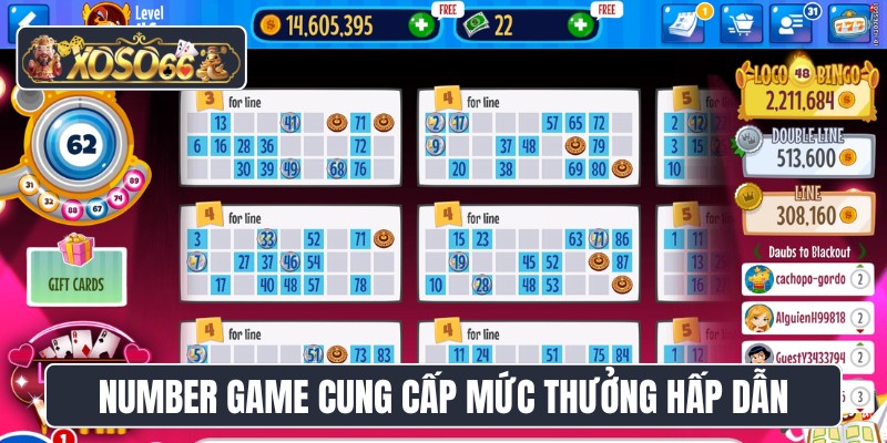 Number Game cung cấp mức thưởng hấp dẫn