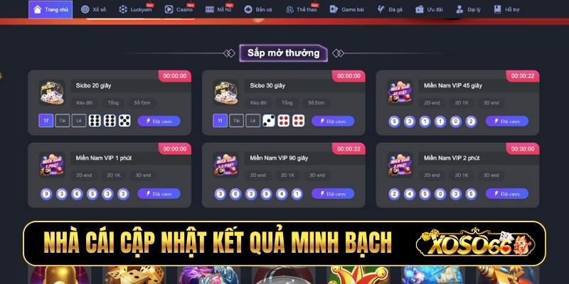 Nhà cái cập nhật kết quả minh bạch